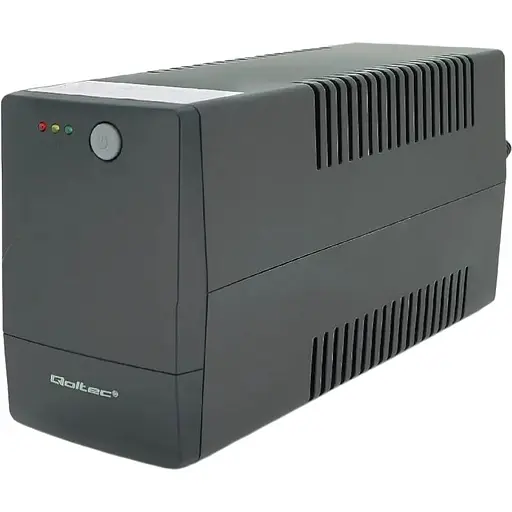 ИБП Qoltec QLT1000 (600W) Proxima-L, LED, AVR, 3st, 2xSCHUKO socket, 1x12V9Ah, металлический Case