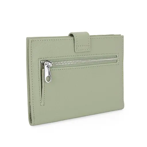 Обложка на паспорт 3459 кожаная с карманом для денег светло-зеленая - фото 3