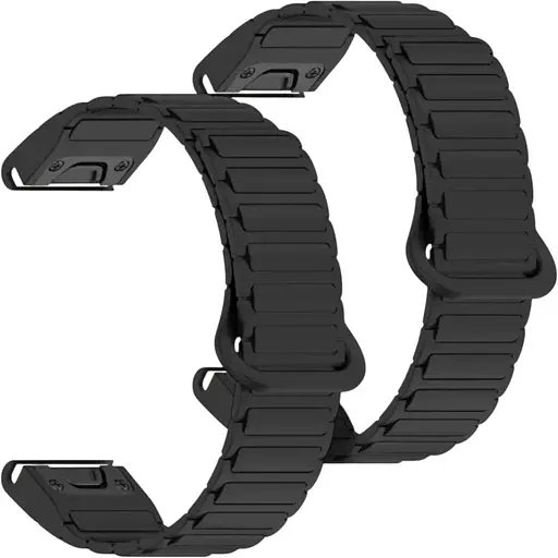 Ремешок DK CDK для Garmin Fenix 7X 26mm Silicone Shaped Magnetic Band 2 шт. (019625) (black)