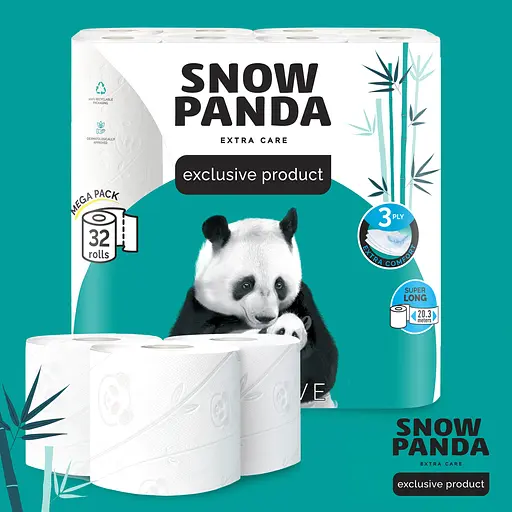 Туалетная бумага Сніжна Панда Extra Care Sensitive Super Long трехшаровый 32 шт - фото 8