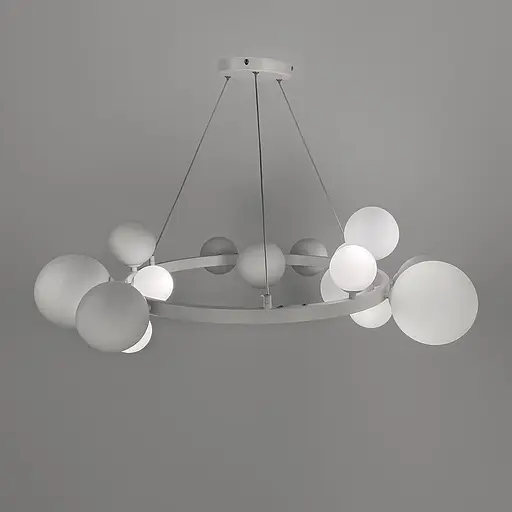 Кольцевая люстра с 15 белыми плафонами в белом корпусе Ст. AT 32/15 WT | Line F - фото 4