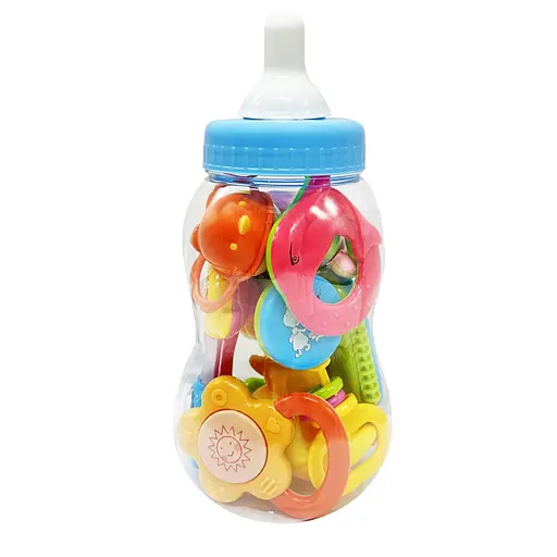 Дитячий набір брязкалець Пляшечка Bambi 3838A-34, 23 см, 10 штук - фото 1