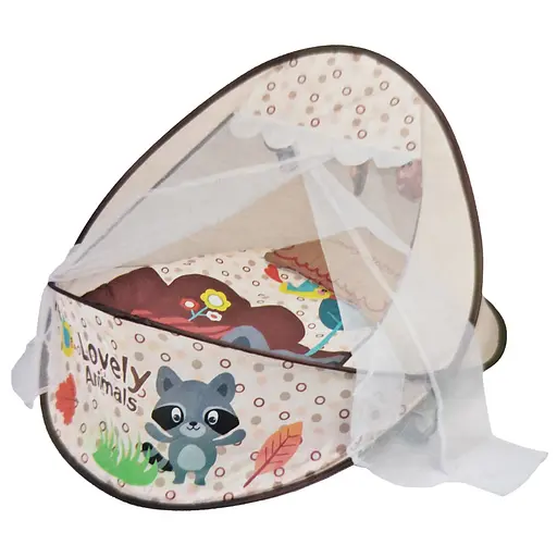 Килимок-манеж для немовляти Tiibaby 66526A 2в1, дуга, підвіски, грає музика Білка, Бежевий - фото 1