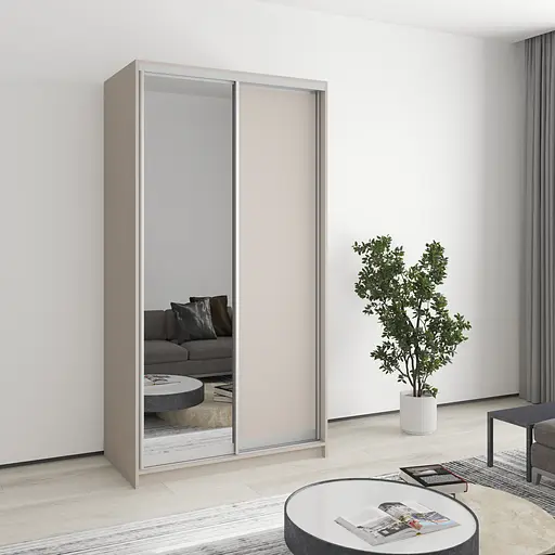 Шкаф-купе двухдверный MebelStar Стандарт AL ДСП/Зеркало 110x60x210 см Кашемир (MBS-2433)