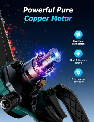 Мини-бензопила аккумуляторная 6 дюймов, 8000 мАч мощная электрическая пила, легкая мини-бензопила с 2 цепями, 2 аккумуляторами - фото 4