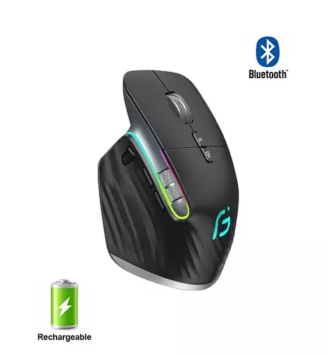 Компьютерная мышь Gamous M10 беспроводная бесшумная с аккумулятором и подсветкой 2,4G+Bluetooth Black - фото 2