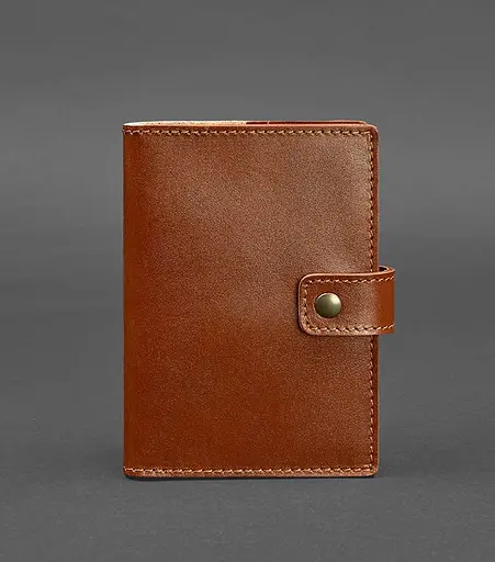 Шкіряна обкладинка для паспорта 5.0 (з віконцем) світло-коричнева - фото 1