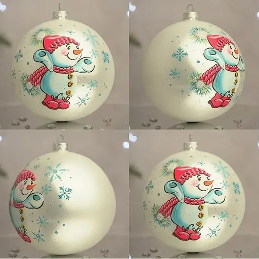 Ялинкова прикраса Санта Шоп Сніговик з крижинками скло (4820001154252) - фото 4