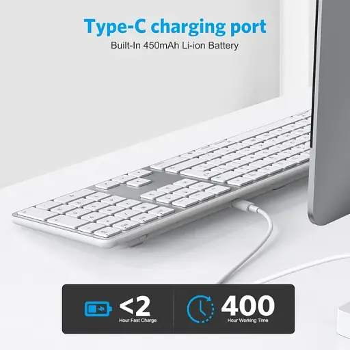 Беспроводная клавиатура OMOTON KB515 Серебристая - фото 2