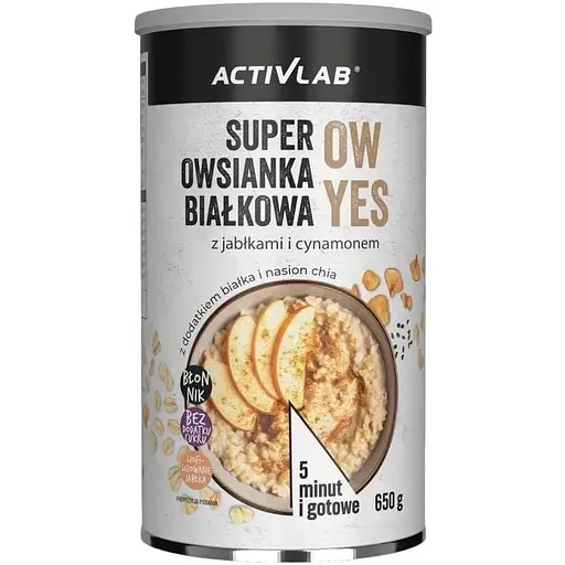 Вівсяні пластівці ActivLab Super Protein Oatmeal OW YES, 650 грам збагачені концентратом сироваткового білка - Яблуко з корицею