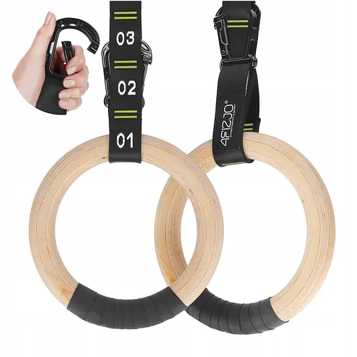 Гимнастические кольца 4FIZJO деревянные, регулируемые Black/Yellow (P-5905973402729) - фото 1