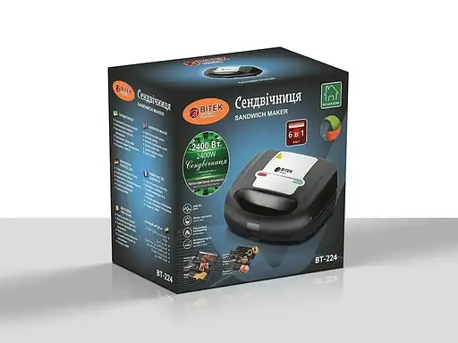 Сендвічниця-мультимейкер Bitek BT-224 6-в-1 змінні форми 750 Вт - фото 6