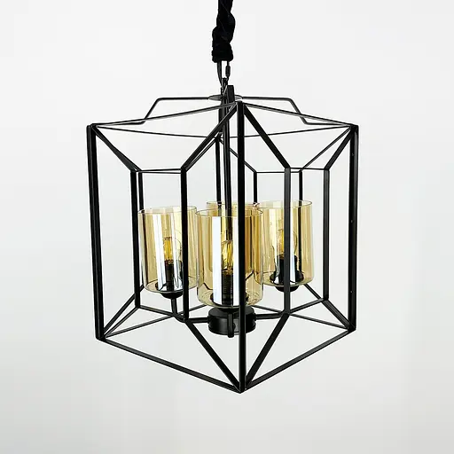 Люстра Лофт у чорному корпусі форми куба Line.F 11895/4 BK - фото 2