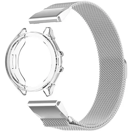 Комплект Tamister для годинника Xiaomi Watch 2Pro (бампер прозорий + металевий ремінець 22 мм соіблястий)