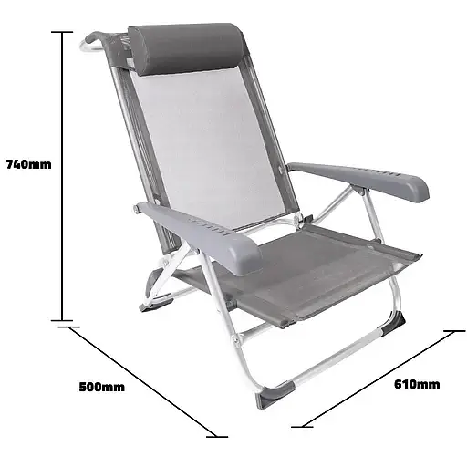 Крісло розкладне Bo-Camp Saint-Tropez сіре (DAS303395) - фото 11