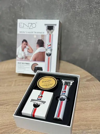 Аккумуляторный триммер для мужчин ENZO EN-1915 водонепроницаемый триммер с насадками для стрижения волос и бороды Белый - фото 6