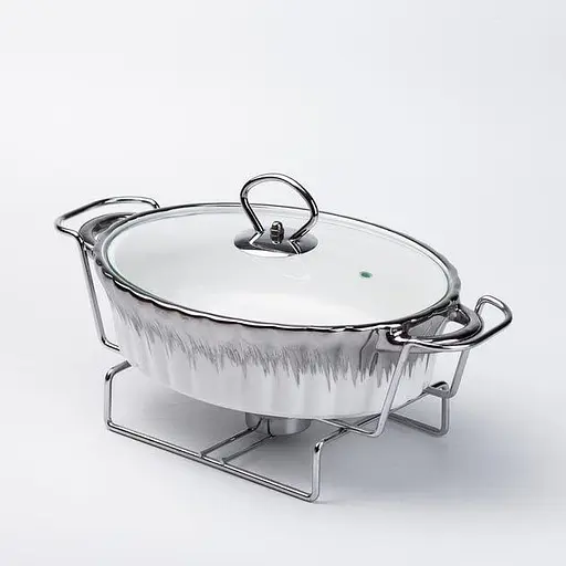 Марміт Yiwu HP1024 мармітниця з кришкою на підставці овальна 27 см x 15 см x 6 см Білий - фото 5