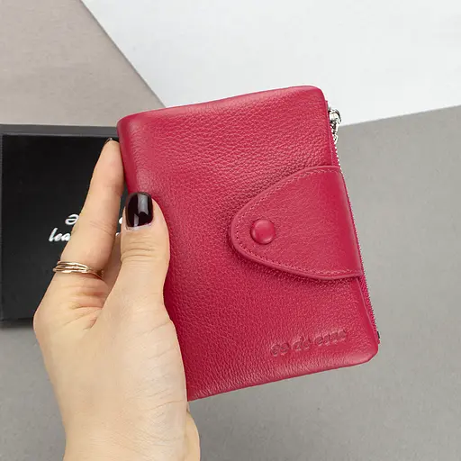 Гаманець жіночий шкіряний De Esse 14057-GD147 маленький малиновий - фото 6