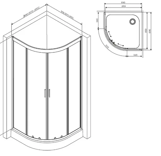 Душевая кабина AM.PM Gem 5-corner Pivot W90UG-401-9090-MT - фото 4