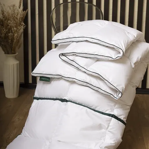 Ковдра MirSon Imperial Satin Luxe, літня, 215х155 см, біла із зеленим кантом - фото 30