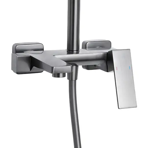 Душевая система универсальная Qtap Gemini на три потребителя (с изливом) QTGEM111GMB45688 Gunmetal Black PVD, Шлифованный черный хром - фото 3