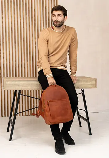 Кожаный рюкзак Groove L светло-коричневый старинный - фото 8