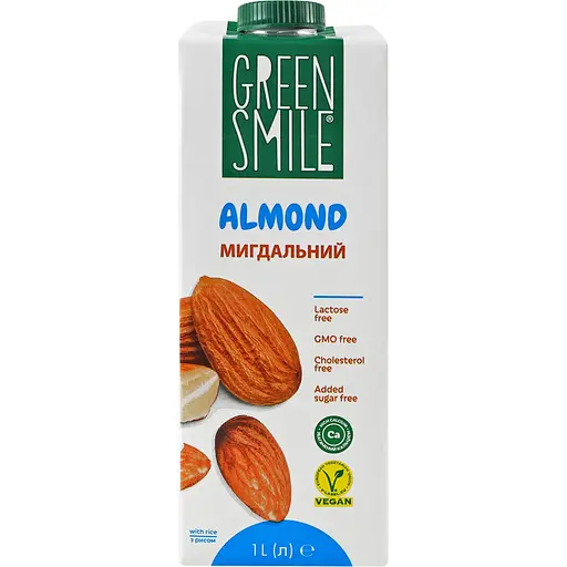 Напій рисово-мигдальний Green Smile ультрапастеризований збагачений кальцієм 1.5% 1 л - фото 1