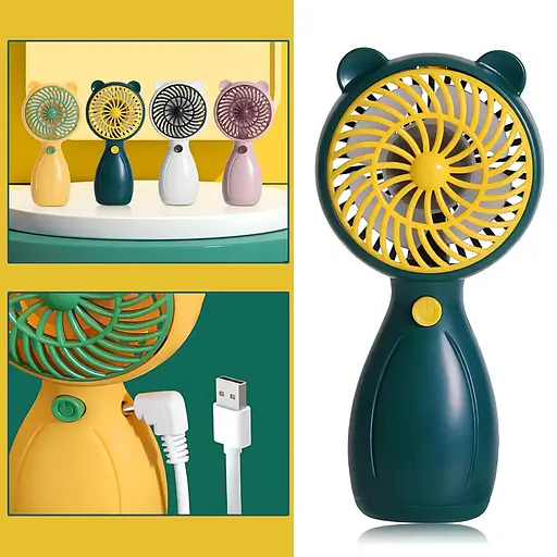 Портативный ручной вентилятор Handy Mini Fan JX-998 на аккумуляторе с ручкой мини ветродуйка 2,5Вт Зеленый - фото 2