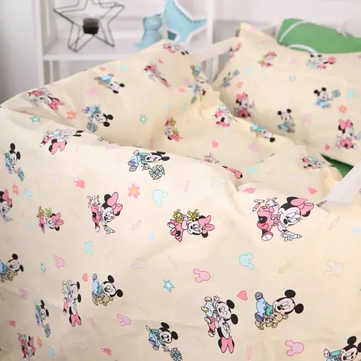 Комплект постельного белья MirSon Бязь 20-0043 Green Mikey Mouse 160x220 см зелено-бежевый (2200010273496) - фото 2