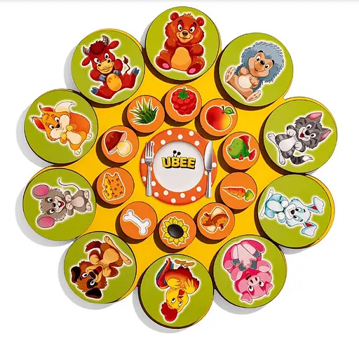 Гра розвиваюча на липучках "Хто що їсть" діаметр 24 см Ubee ПСД276