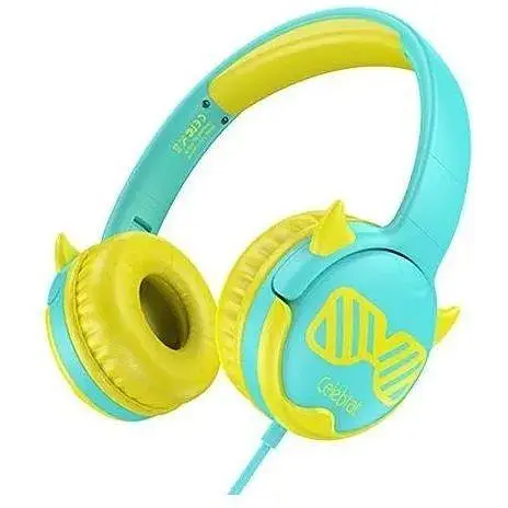 Наушники Celebrat детские проводные A25 3.5 мм складные голубо-желтые - фото 1