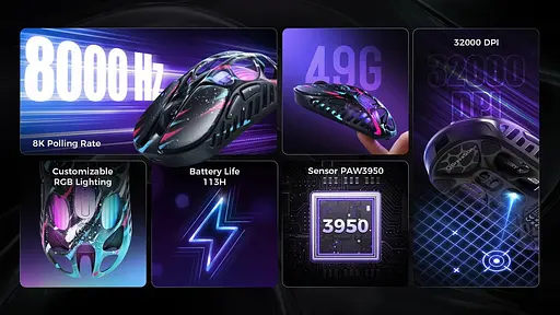 Миша GravaStar Mercury X Pro 8K BT/WL/USB-A RGB Neon Graffiti (GS_X_PRO_CG_BLK) - фото 10