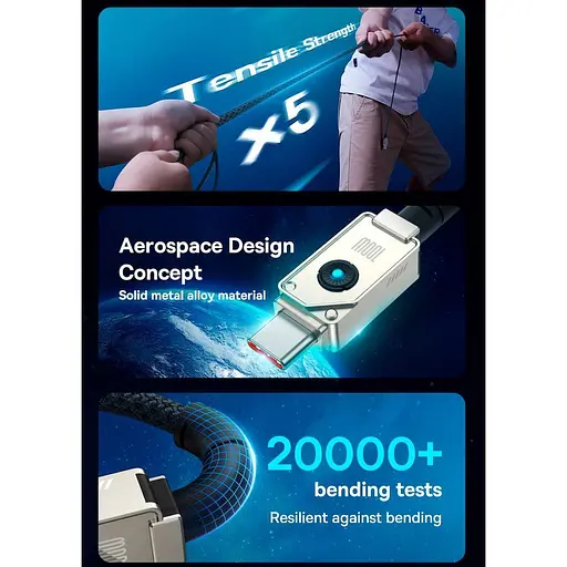 Кабель Baseus Unbreakable USB-C to USB-C 100W 2m Stellar White (P10355800221-01) [152050] - фото 17