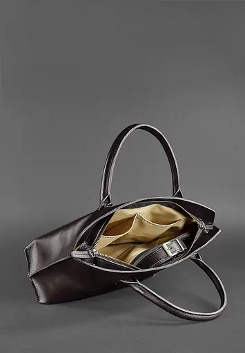 Женская кожаная сумка Midi темно-коричневая - фото 5