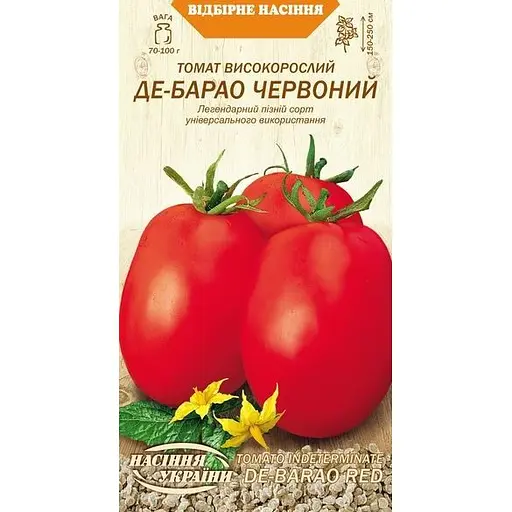 Насіння Томат Насіння України Високорослий Де-барао червоний 0.1 г (632200)