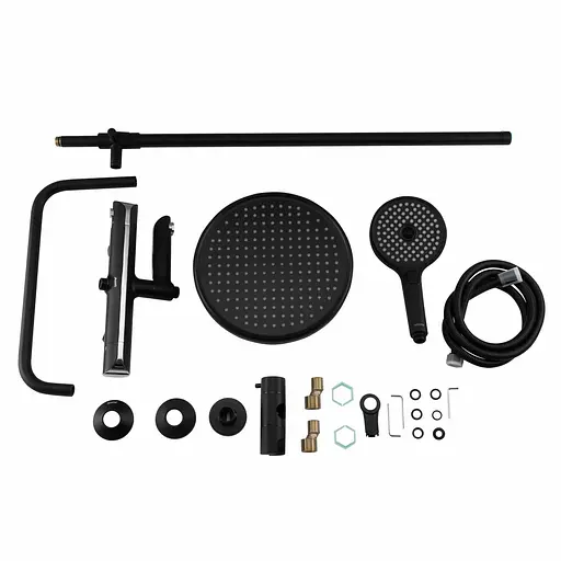 Душевая система с термостатом Gappo G2403-56, излив - переключатель на лейку 3 режима, черный/хром, Черный матовый - фото 5