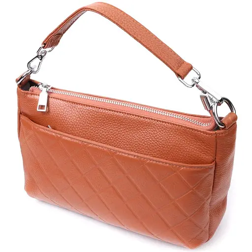 Женская сумка Vintage среднего размера на три отделения из натуральной кожи 24х15х9 см sum0027018 - фото 1