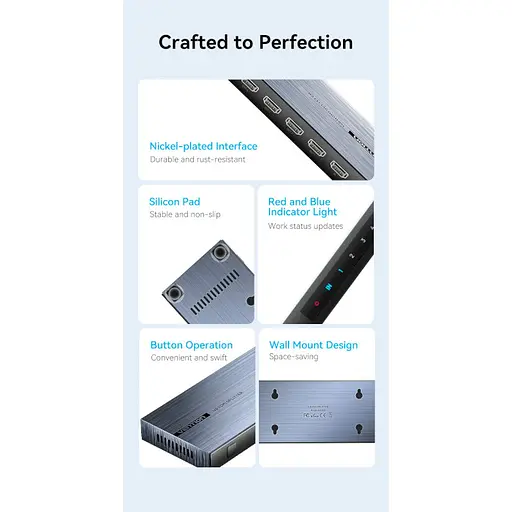 Сплітер Vention 4K 1x8 HDMI Splitter Black Aluminum Alloy Type EU Standard - фото 13