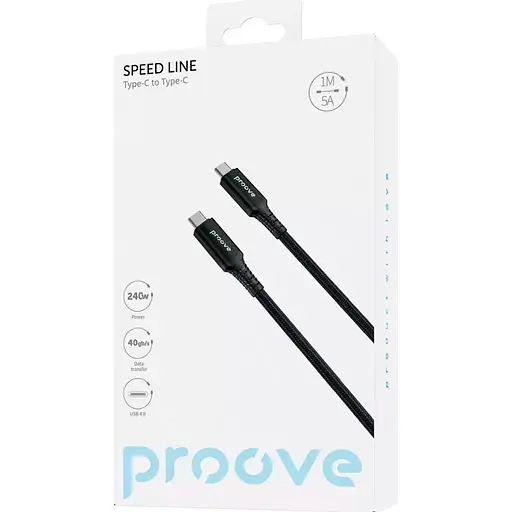 Кабель Proove Speed Line USB-C to USB-C 240W USB 4.0 1m Black (CCSL60002201) [130722] - фото 3