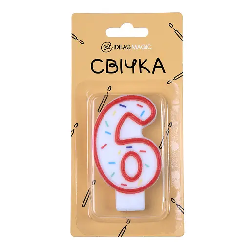 Свеча-цифра "6" 7 см