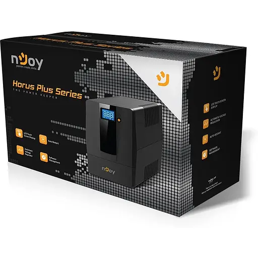 Джерело безперебійного живлення NJOY Horus Plus 1000 (PWUP-LI100H1-AZ01B), Lin.int., AVR, 4 x евро, USB, LCD, пластик - фото 6
