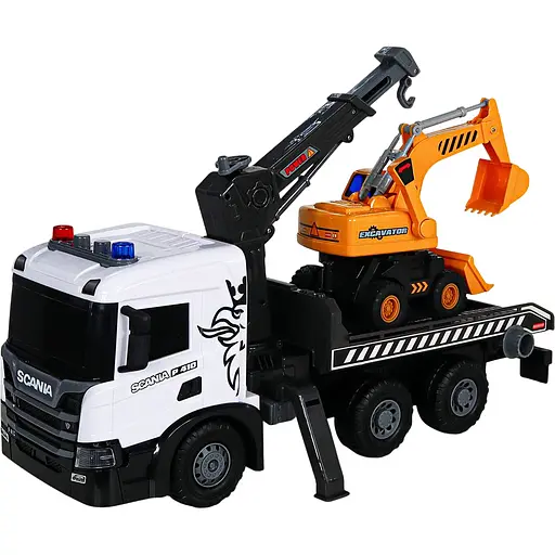 Игровой набор TechnoDrive Super Big Truck Автокран Scania с экскаватором (5004KS)