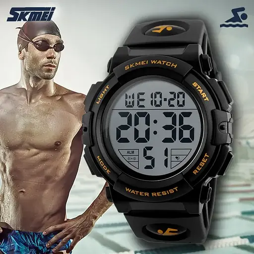 Чоловічий спортивний наручний годинник Skmei 1258 Золотистий - фото 6