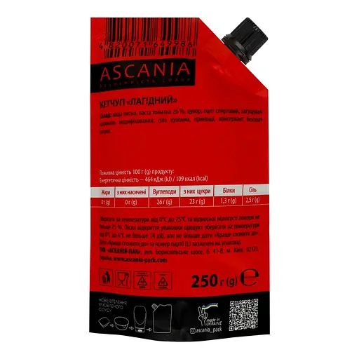 Кетчуп Ascania Лагідний 250 г - фото 2