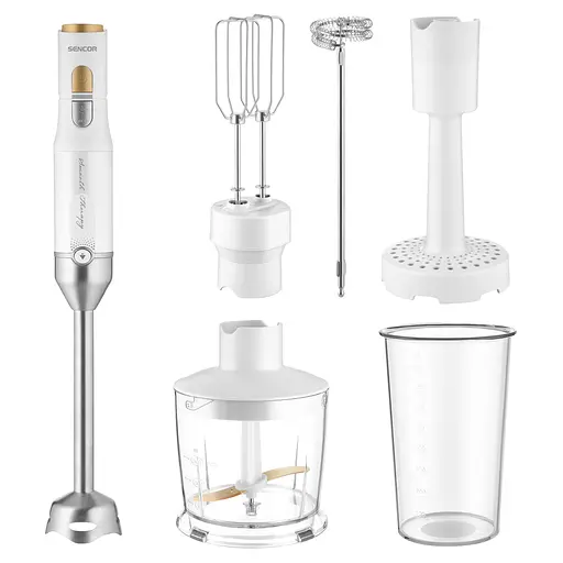 Міксер Sencor блендер заглибний 1200Вт 6в1 чаша-800мл вспінювач молока білий - фото 3