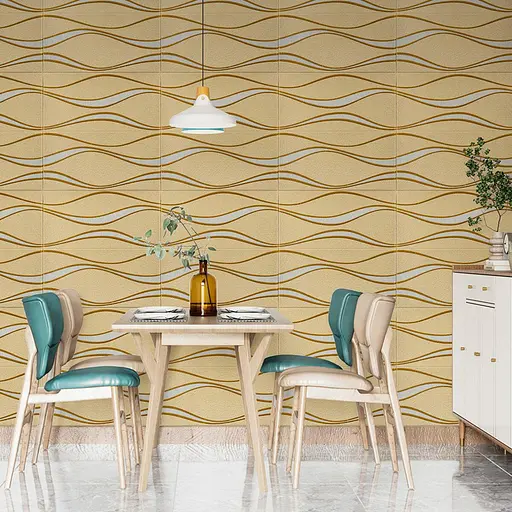 Самоклеющаяся 3D панель 700x700x5мм золотые волны (194) SW-00000766 - фото 5