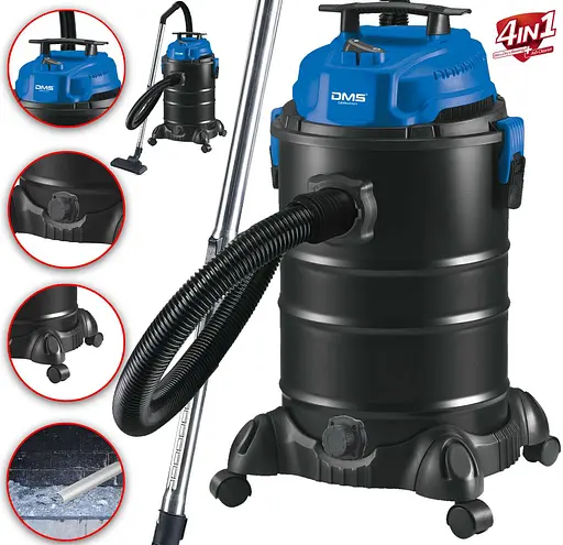 Пылесос DMS 4in1 1800 Вт с розеткой 220 Вт на корпусе промышленный многоцелевой 30 л без мешка - фото 5