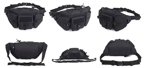 Тактична сумка бананка на пояс (Чорна) - фото 4