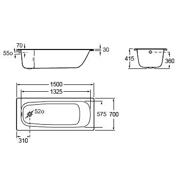 Ванна сталева Roca Contesa 150x70 A236060000 - фото 2