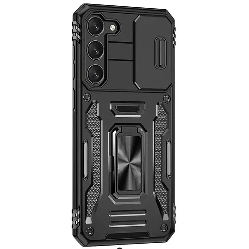 Ударопрочный чехол Camshield Army Ring для Samsung Galaxy S21 FE Черный / Black - фото 5